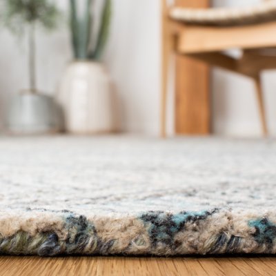 Union Rustic Handmade Turquoise/Beige Rug | Wayfair