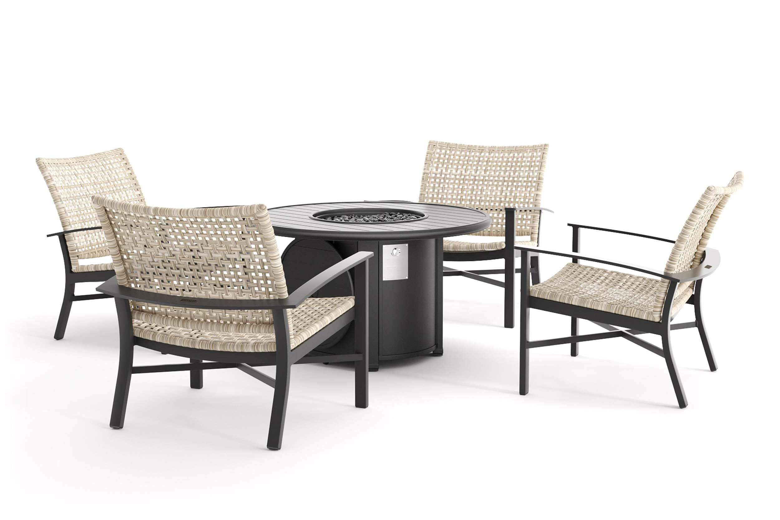 Winston Jasper 5 Piece Fire Pit Chat Set (4 Lounge Chairs, 44" Fire Pit