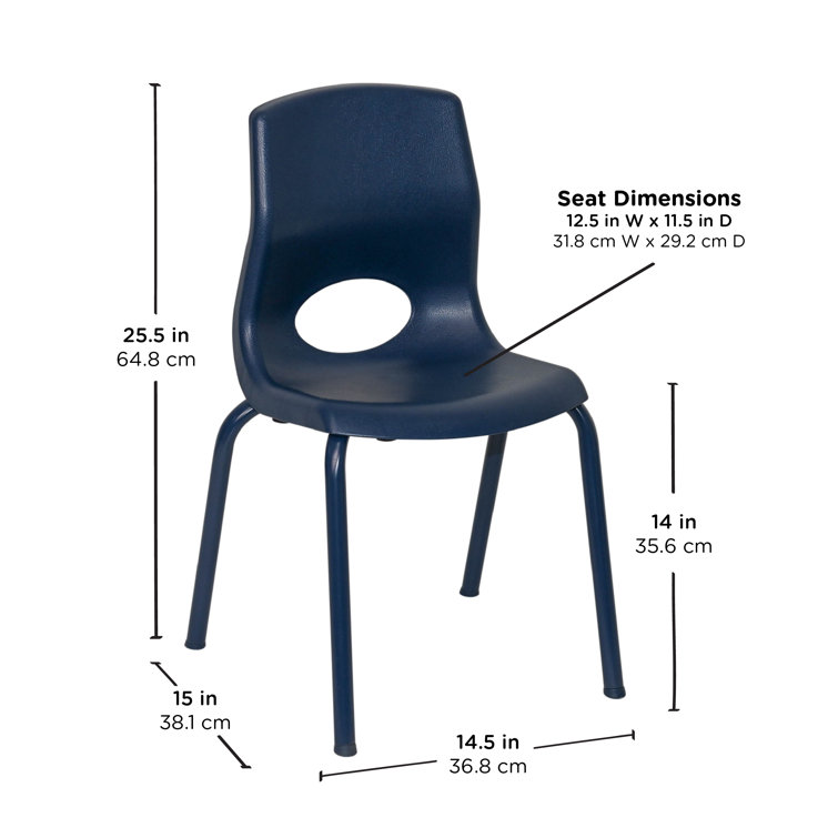 FDP School Stack Chairs – Pack Of 6 Blue Stackable Student Chairs With Steel Legs & Swivel Glides (150lb Capacity)