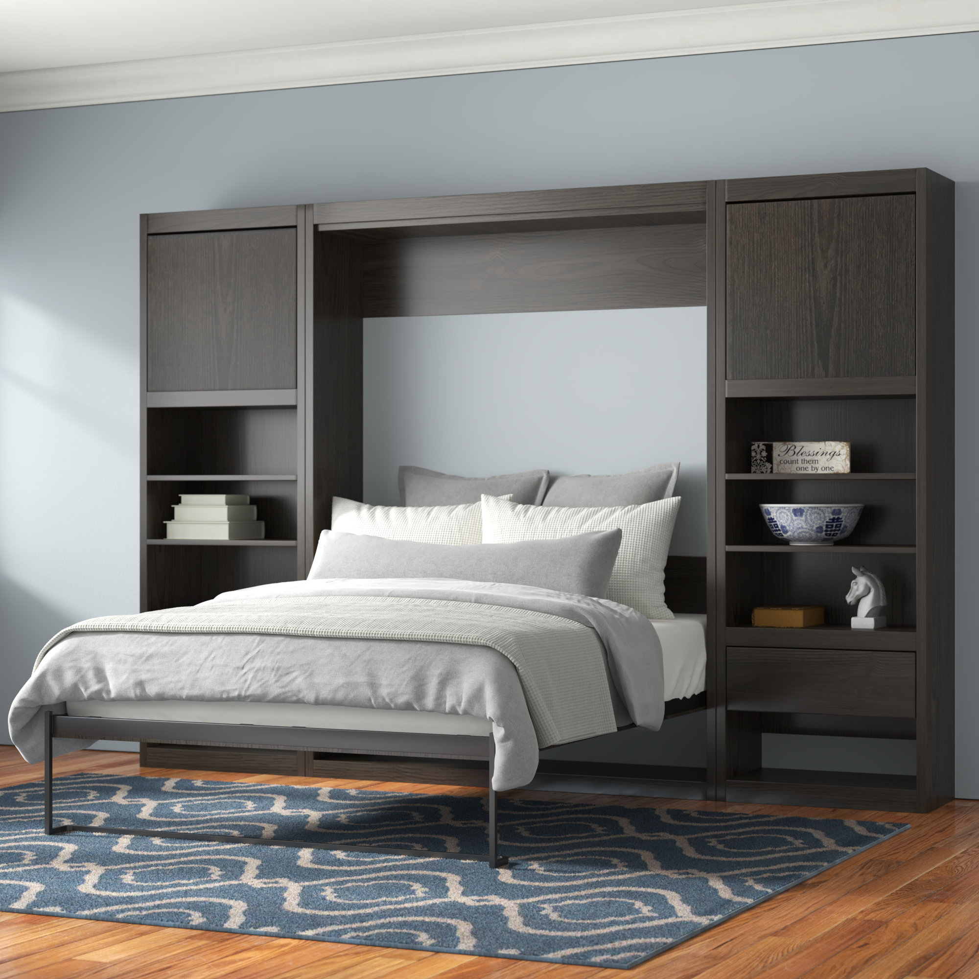 Hults Murphy Bed with Side Cabinet Storage