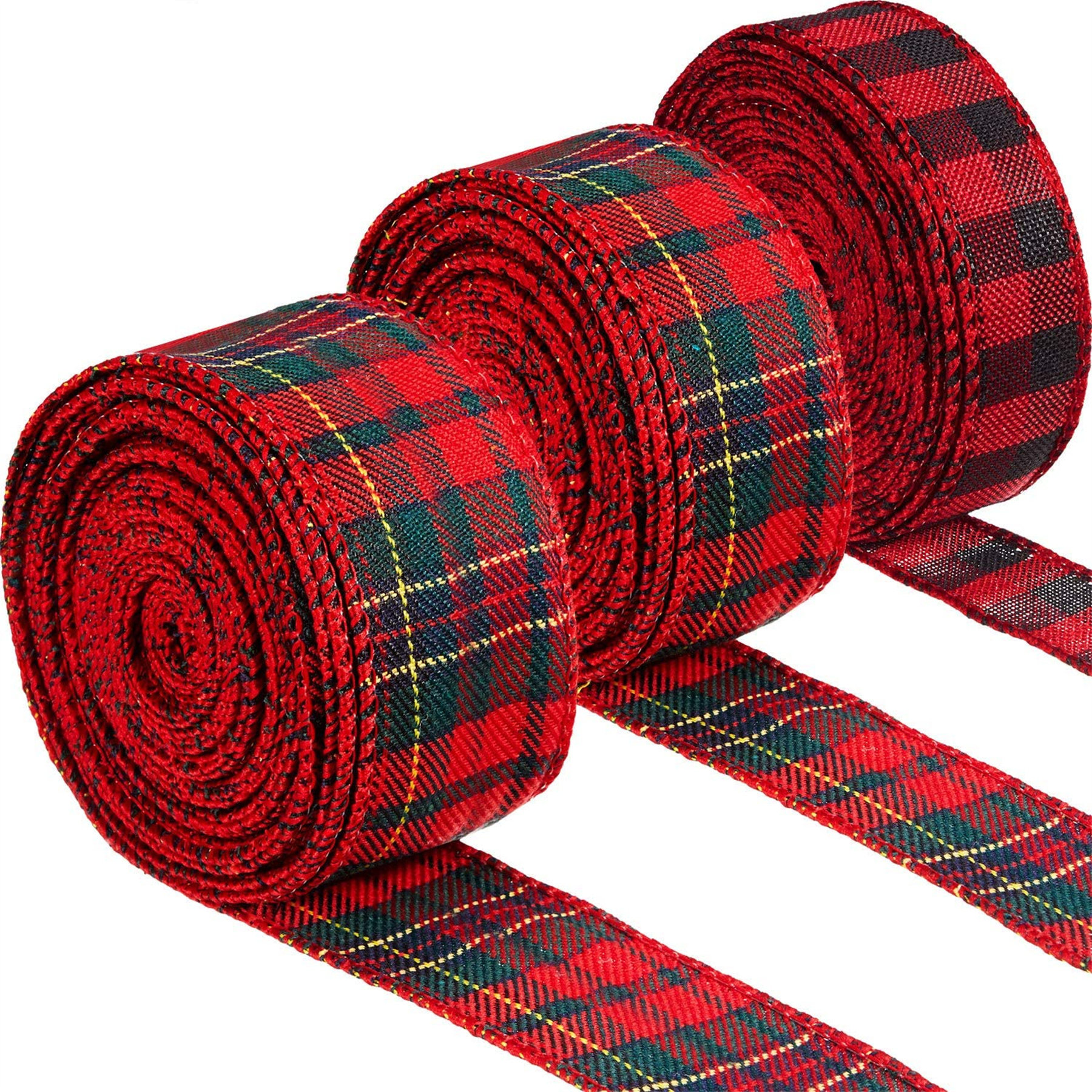 6.3 cm in Width Plaid Burlap Ribbon Gingham Wrapping Ribbon with Spool for Christmas Decoration Gift Wrapping Party Decoration Black and White, 10 Meter Long 