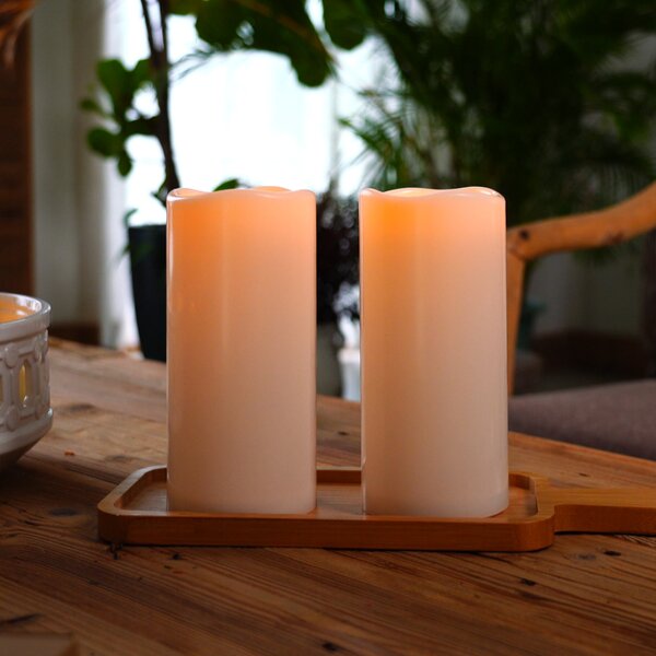 Flameless 6" White LED Candles with Flicker Bulb - Auto Timer 4pc 