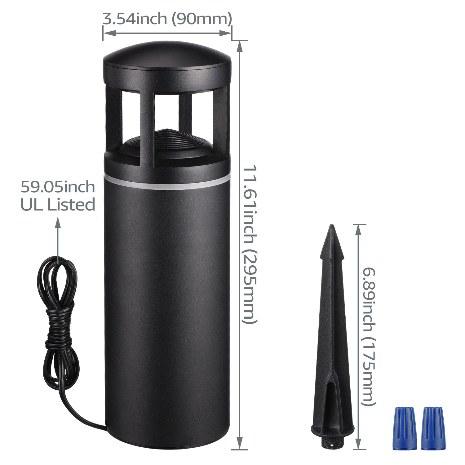 LEONLITE Black Integrated LED Hardwired Metal Pathway Light Low Voltage