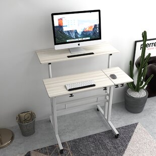 Details about   60cm Adjustable Height Stand Up Laptop Desk Computer Standing Desk with Rollers 