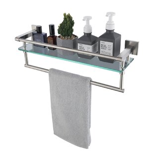 New 20" Glass Vanity Shelf in Brushed Wall Mount Nickel by New American 
