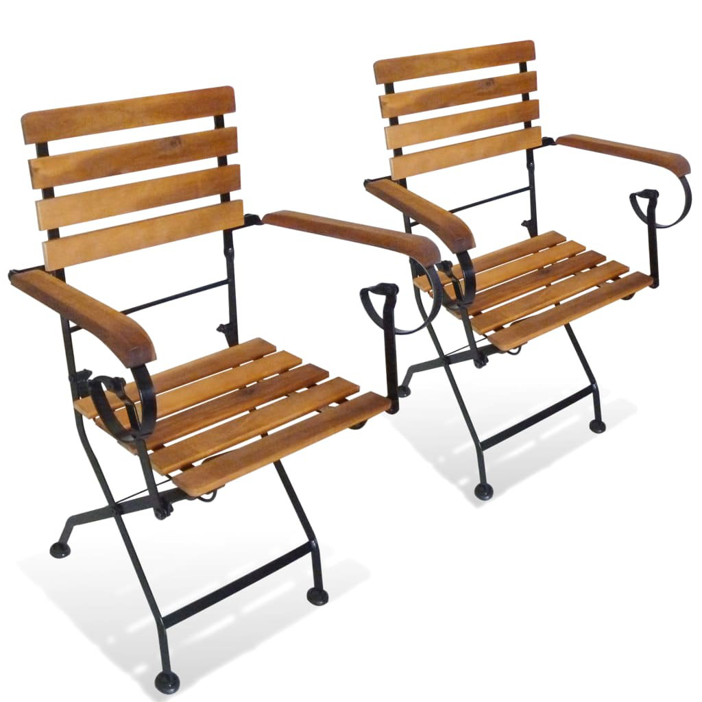Alcott Hill® Folding Patio Chairs Steel and Solid Wood Acacia Wayfair