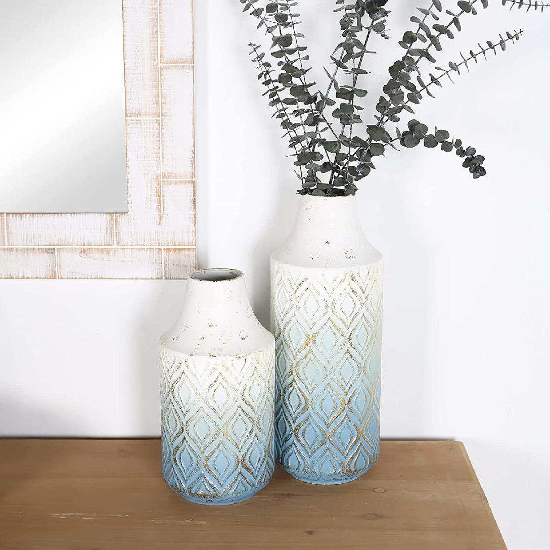 Bayou Breeze Home Decor Metal Large Vase,Set Of 2(H12.01'''',H14.96