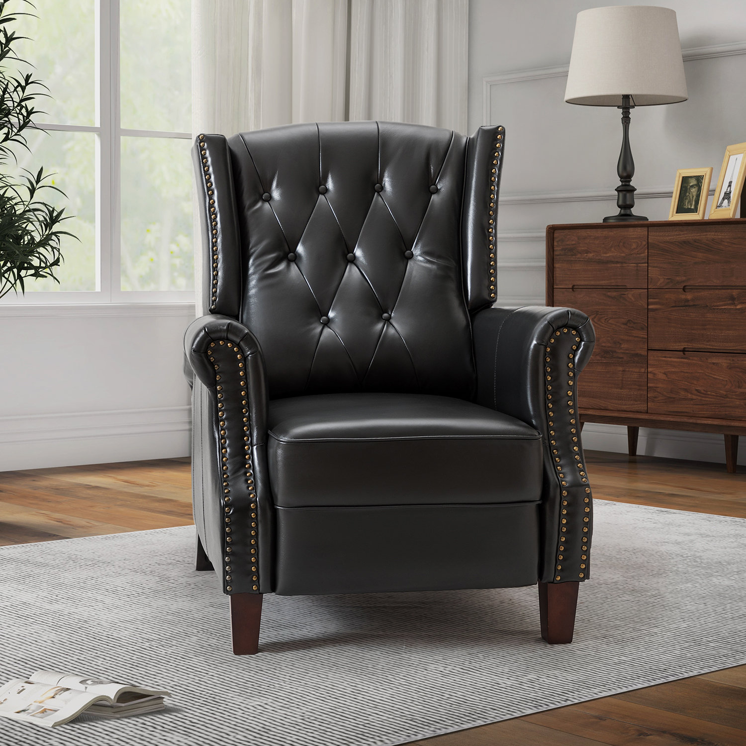 Lark Manor Aisa 33.5" Wide Genuine Leather Manual Recliner Wayfair