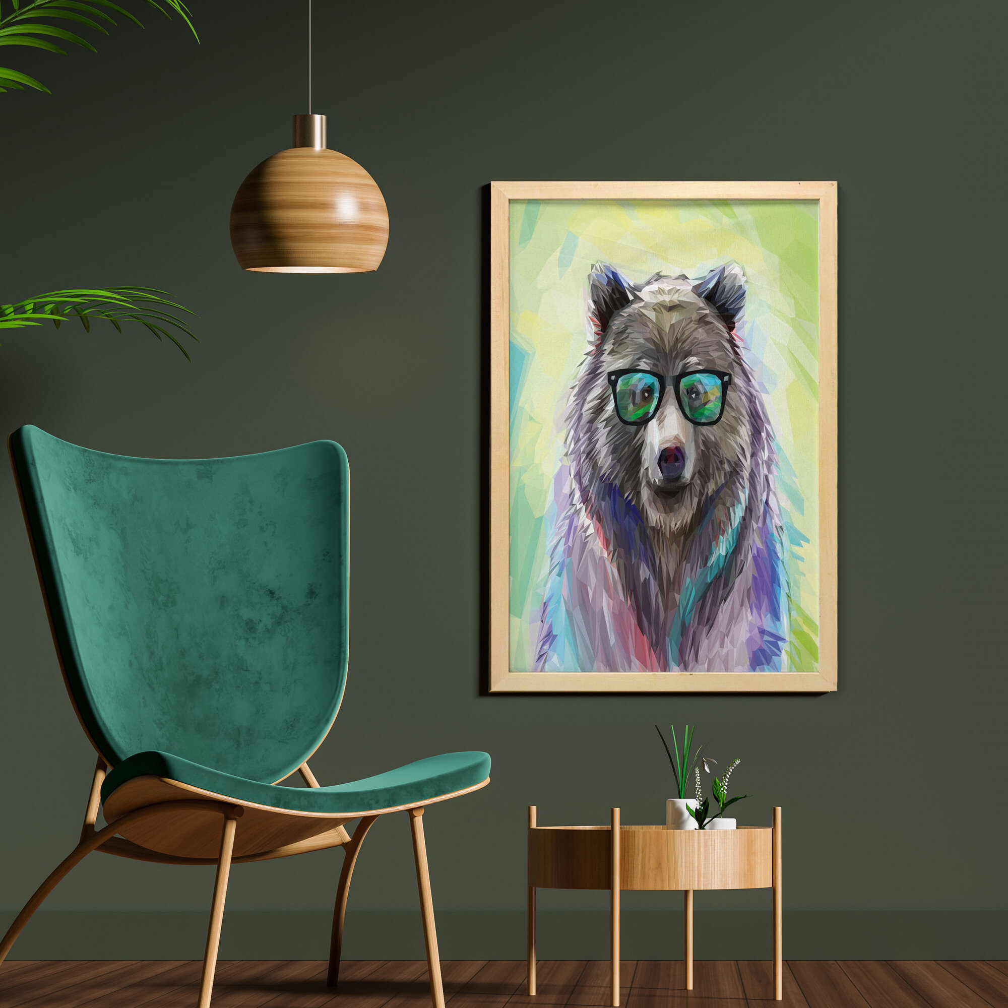 East Urban Home Funny Cool Low Wild Hipster Bear Spectacles Colorful -  Picture Frame Painting | Wayfair