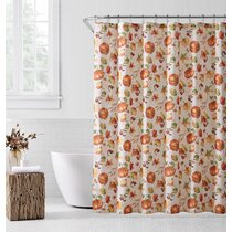 Happy Thanksgiving Turkey and Autumn Leaves Shower Curtain Set Waterproof Fabric 