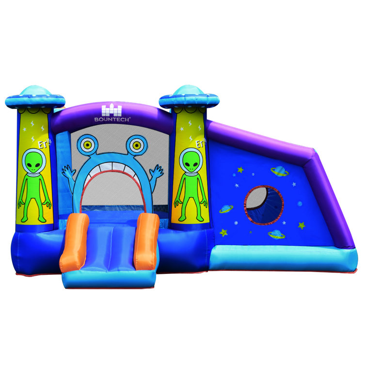 costway Inflatable Bounce House Kids Cartoon Castle Jumping Bouncer W/  Water Slide & Bag 