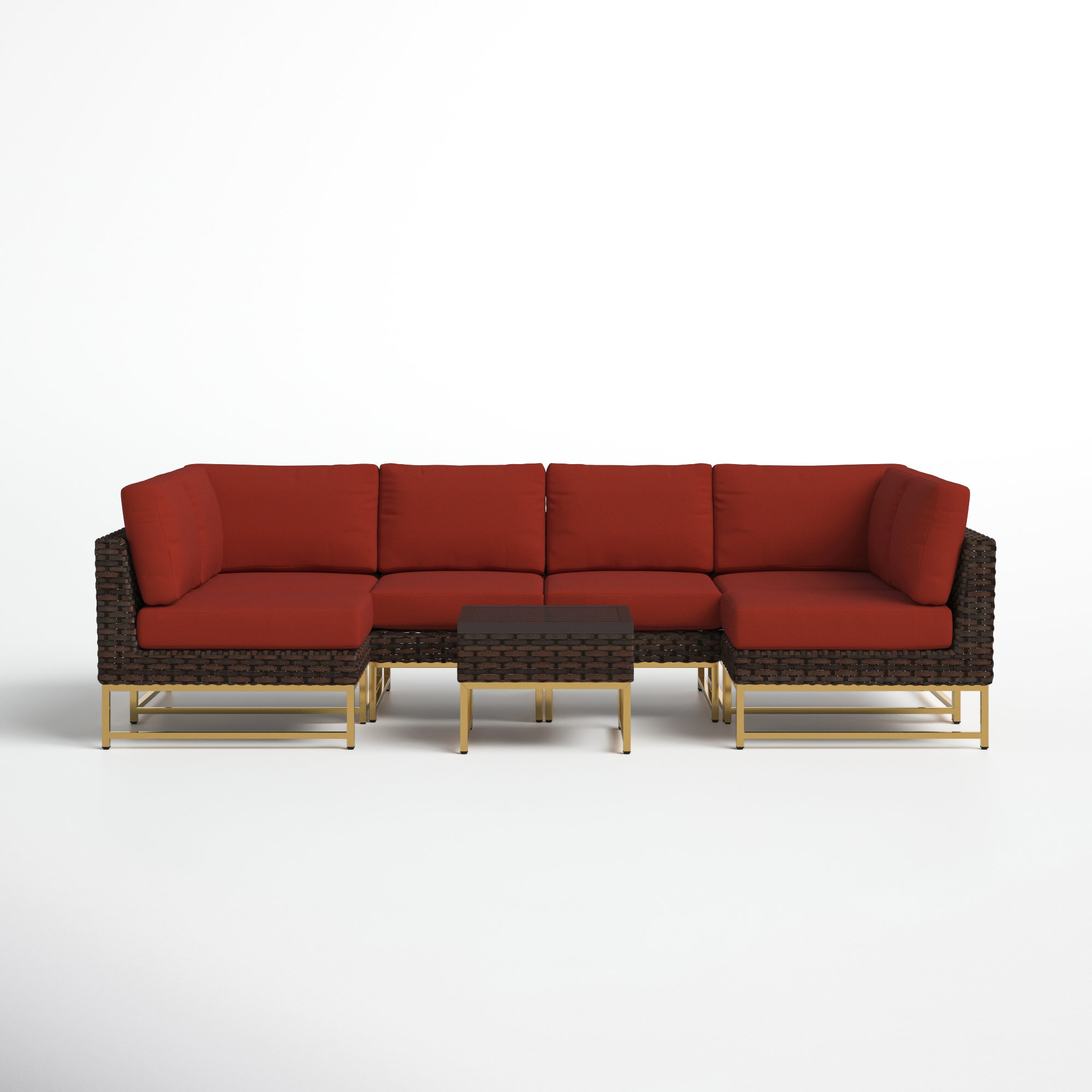 Savion 7 Piece Rattan Sectional Seating Group with Cushions & Reviews