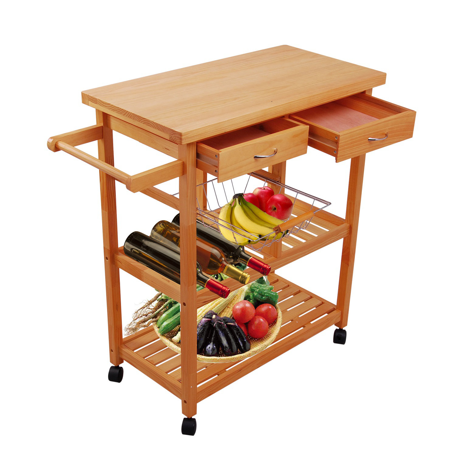 Symple Stuff Laforest 31.94'' Wide Rolling Kitchen Cart with Solid Wood