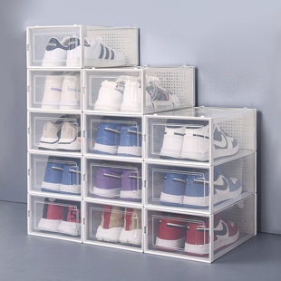 20x Stackable Shoe Box Set Plastic Clear Storage Shoes Drawer Organizer Durable 