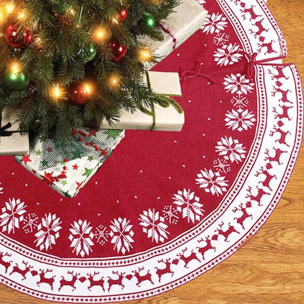 Double Layers Quilted Thick Luxury Soft Plush Xmas Tree Skirts Home Party Christmas Decorations Christmas Tree Skirt 60 Inch Large White Faux Fur Tree Skirt