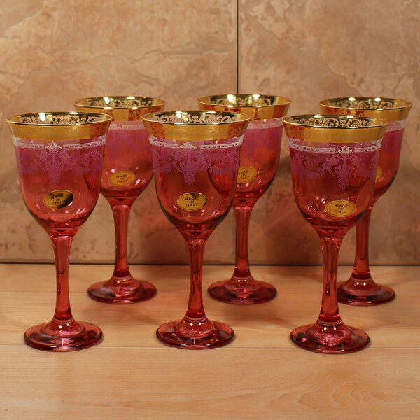 5 PiNK SiLHOUETTE GLASS 5 oz WiNE WATER 4.5" STEM GOBLET's 