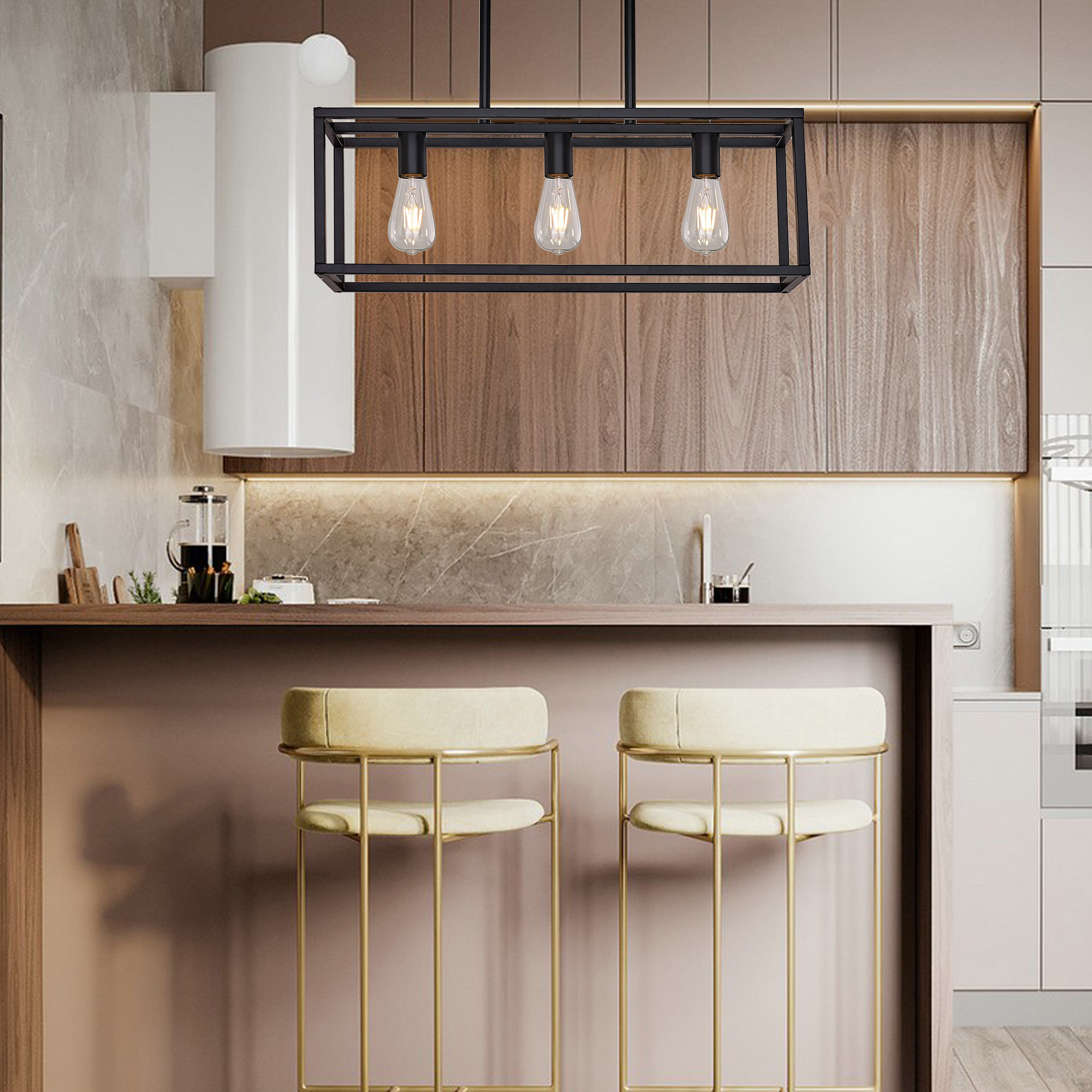 17 Stories Bigus 3 Kitchen Island Square / Rectangle Pendant Lights