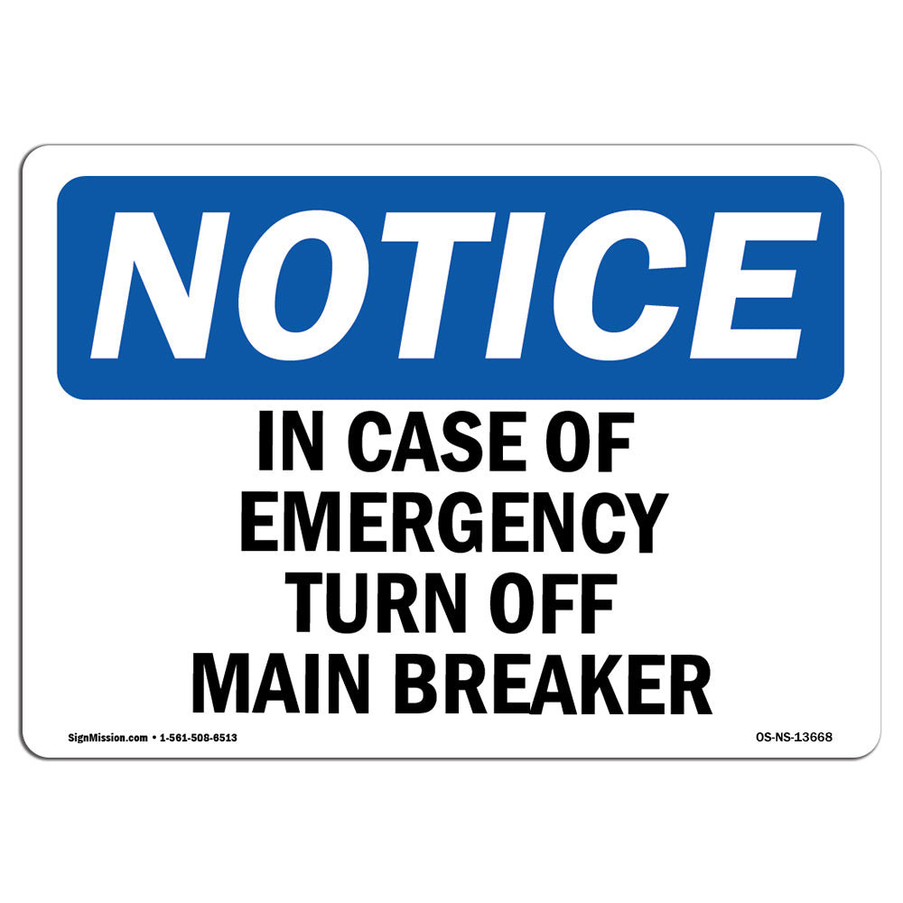 SignMission In Case Of Emergency Turn Off Main Breaker Sign Wayfair