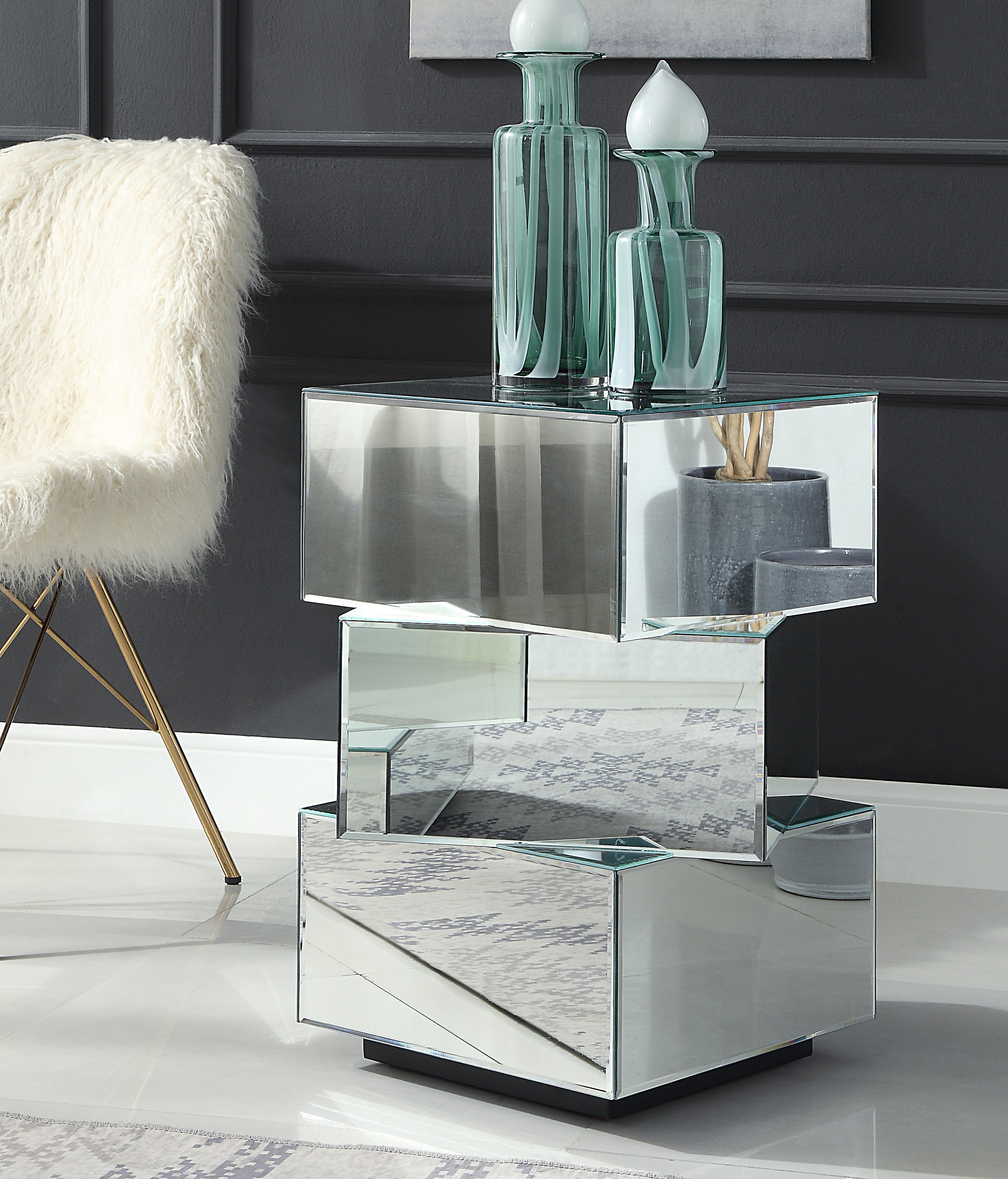 Willa Arlo Interiors Shubert 25'' Tall Glass Block End Table Wayfair