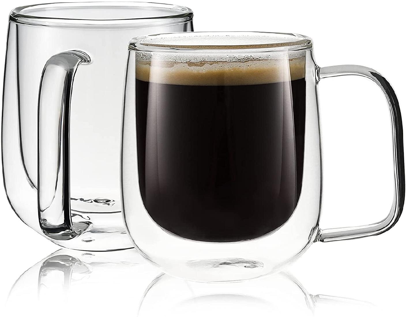 Glass Coffee or Tea Mugs Drinking Glasses Double Wall Thermal Insulated Cups, 