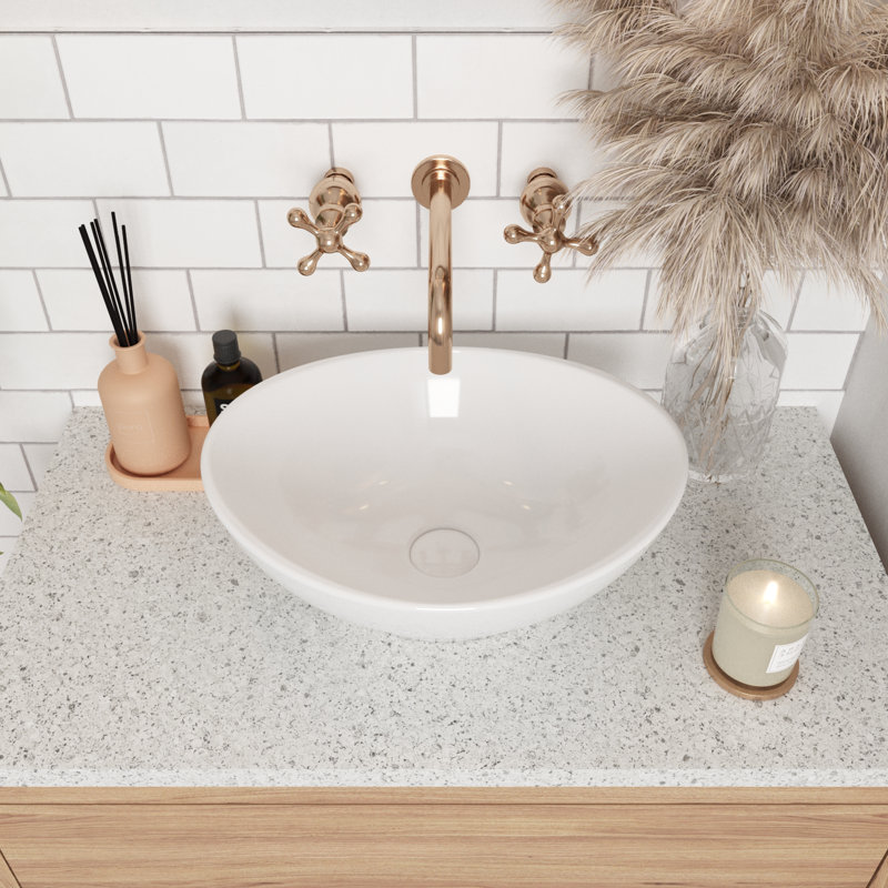 MEJE 40.5 X 33.5 X 14 Cm Oval Egg Shape Bathroom Vessel Sink, Antique Pattern Design, Above Counter Bathroom Vanity Bowl Basin, Vintage Gold