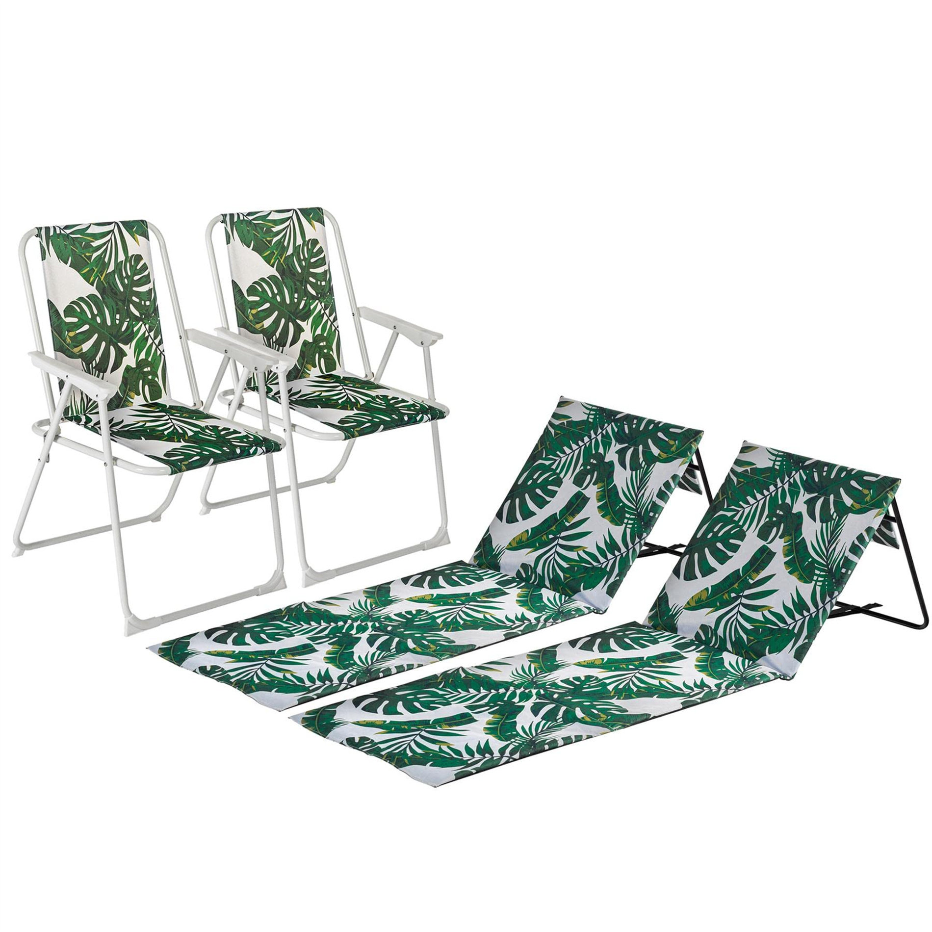 Levi Beer 4 Piece Banana Leaf Folding Beach Furniture Set Lightweight