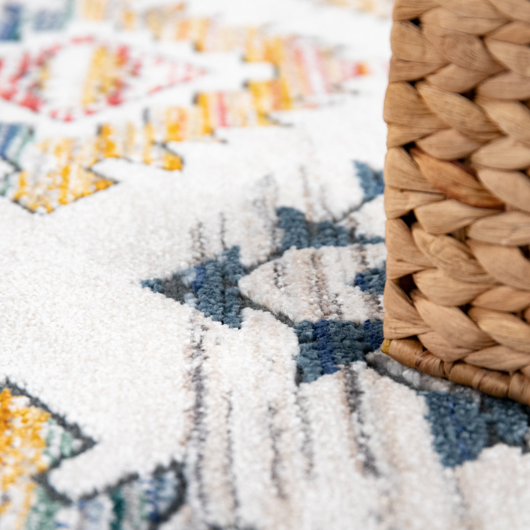 Gracie Oaks Teppich Hallie in Blau/Orange/Weiß Rug Size: 150x80cm