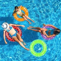 Pool Floats for Kids Blue Clear Tube with Ocean Beach Ball and Magic Cube Puzzle 