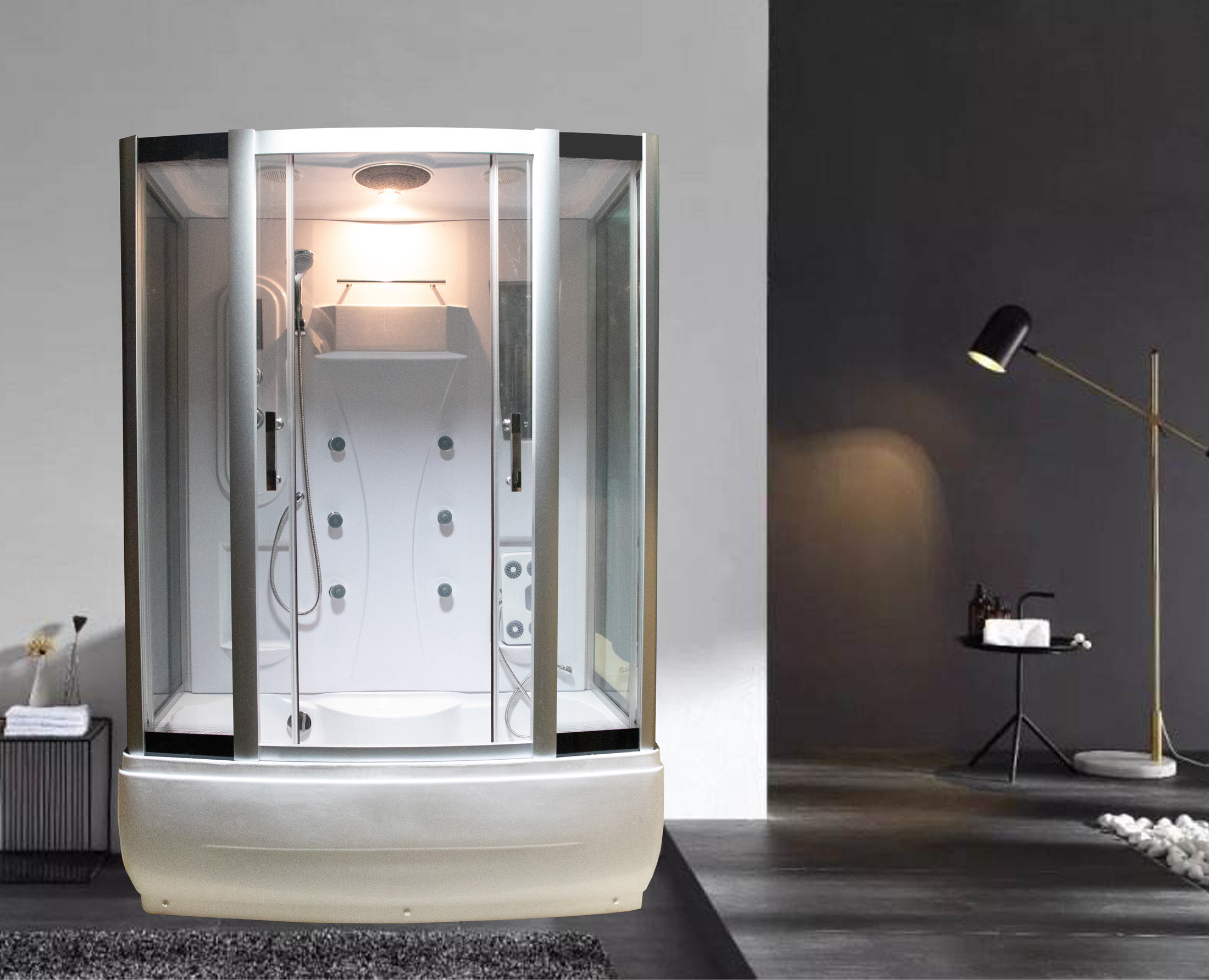 Royal Home Showers 60" W x 86" H Rectangle Sliding Steam Shower Wayfair