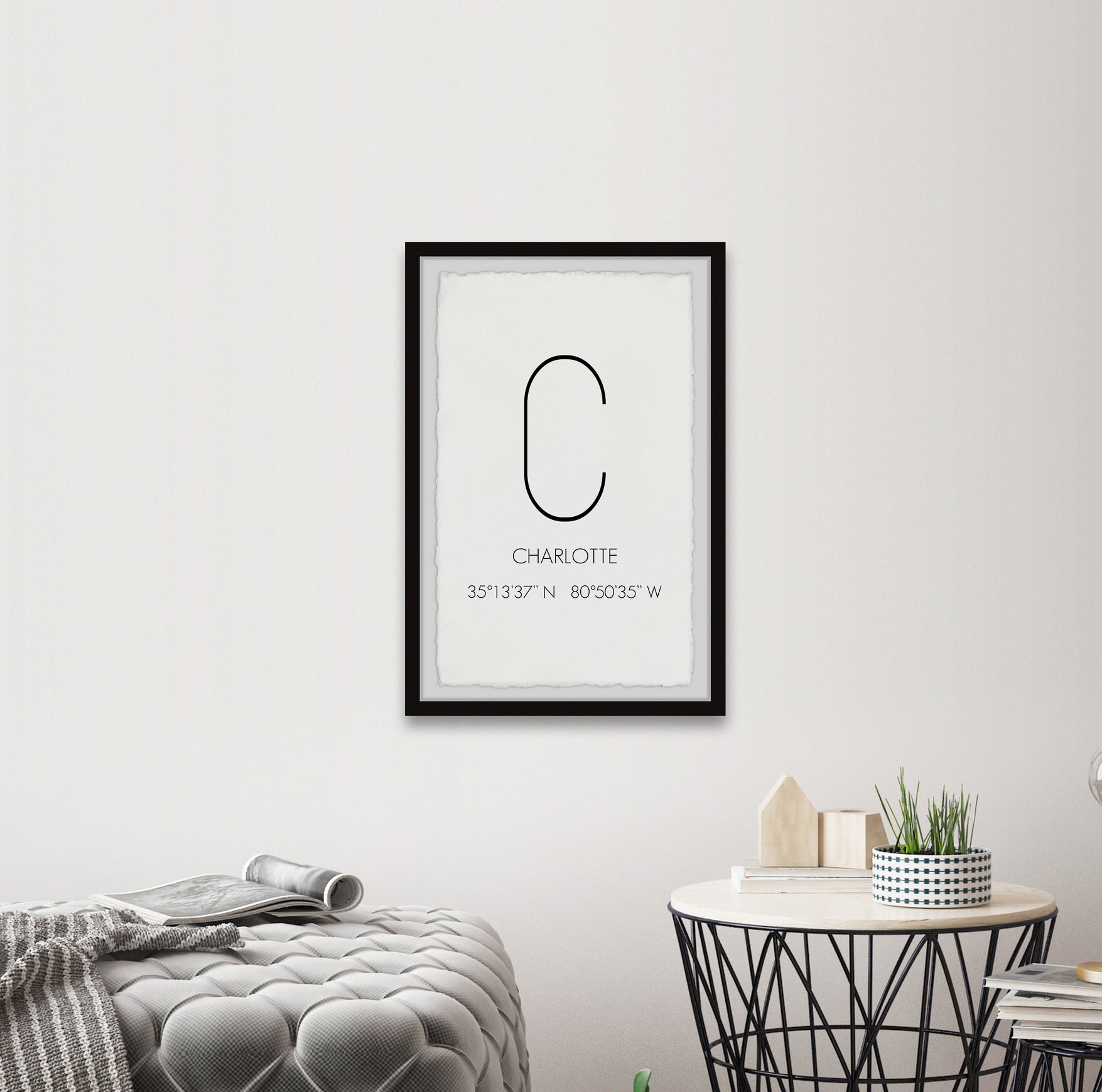 Ebern Designs Charlotte Nc Coordinates Picture Frame Textual Art Wayfair