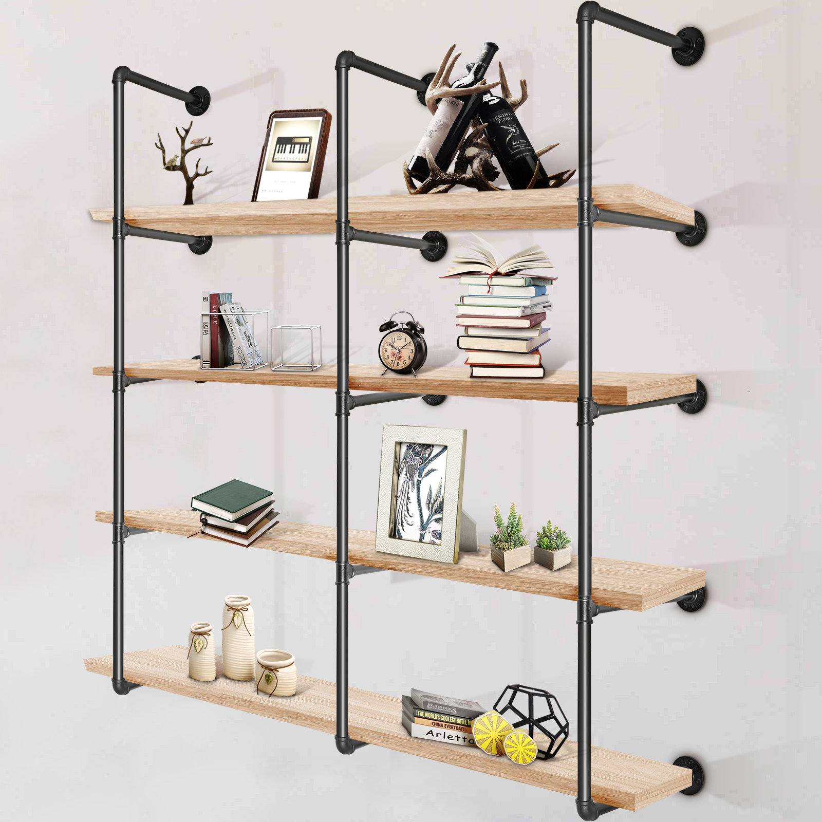 VEVOR Industrial Pipe Shelves, Wall Mount Iron Pipe Shelves, Pipe
