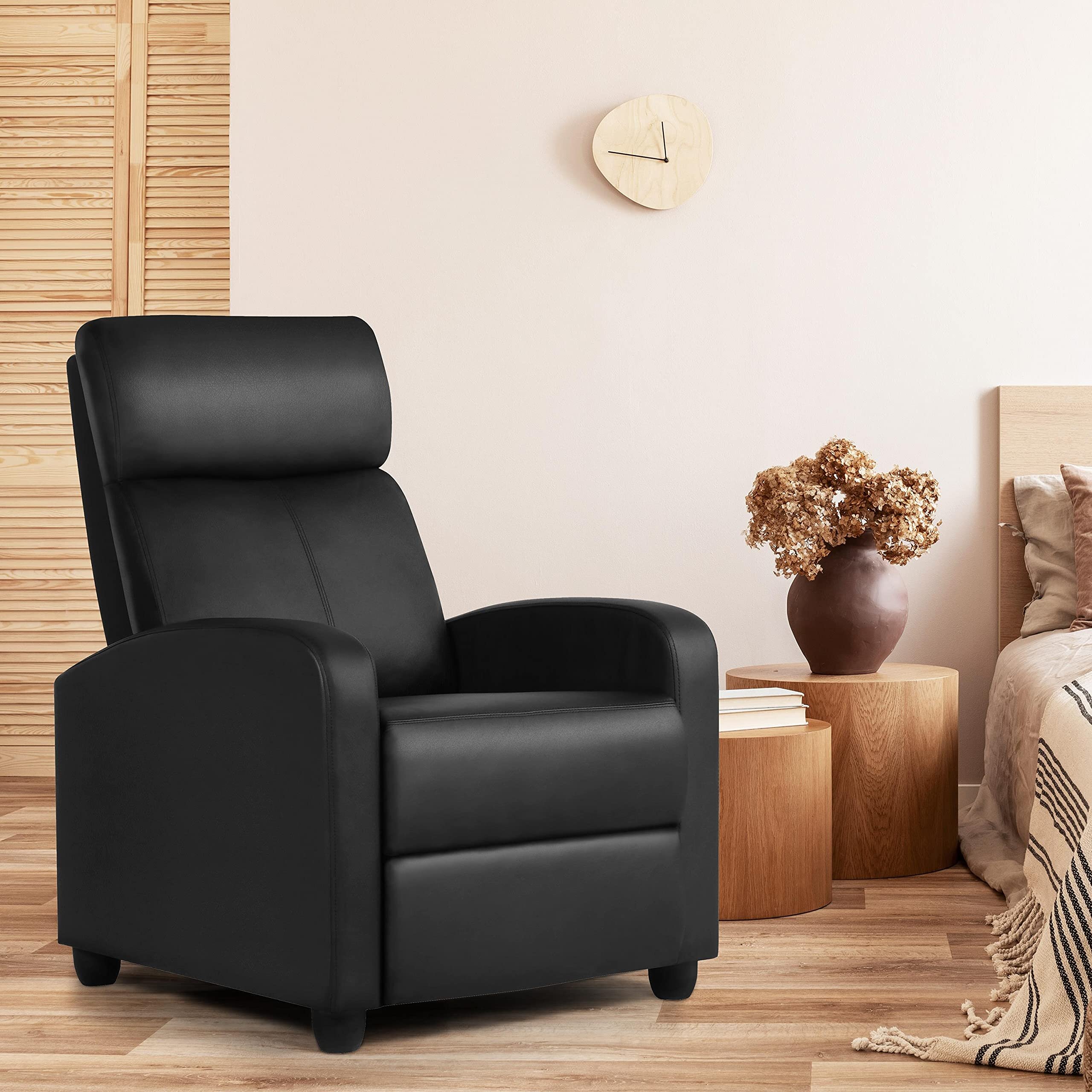 High Back Leather Recliner Sofa Rocker Home Theater Seat Headrest Lumbar Chair 