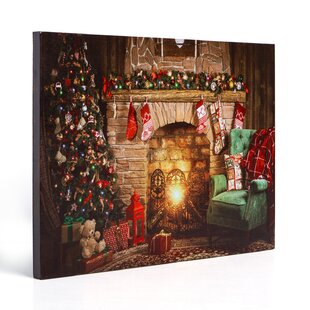 Christmas Pictures Decoration LED Light Up Timer Xmas Canvas Wall Art Print 