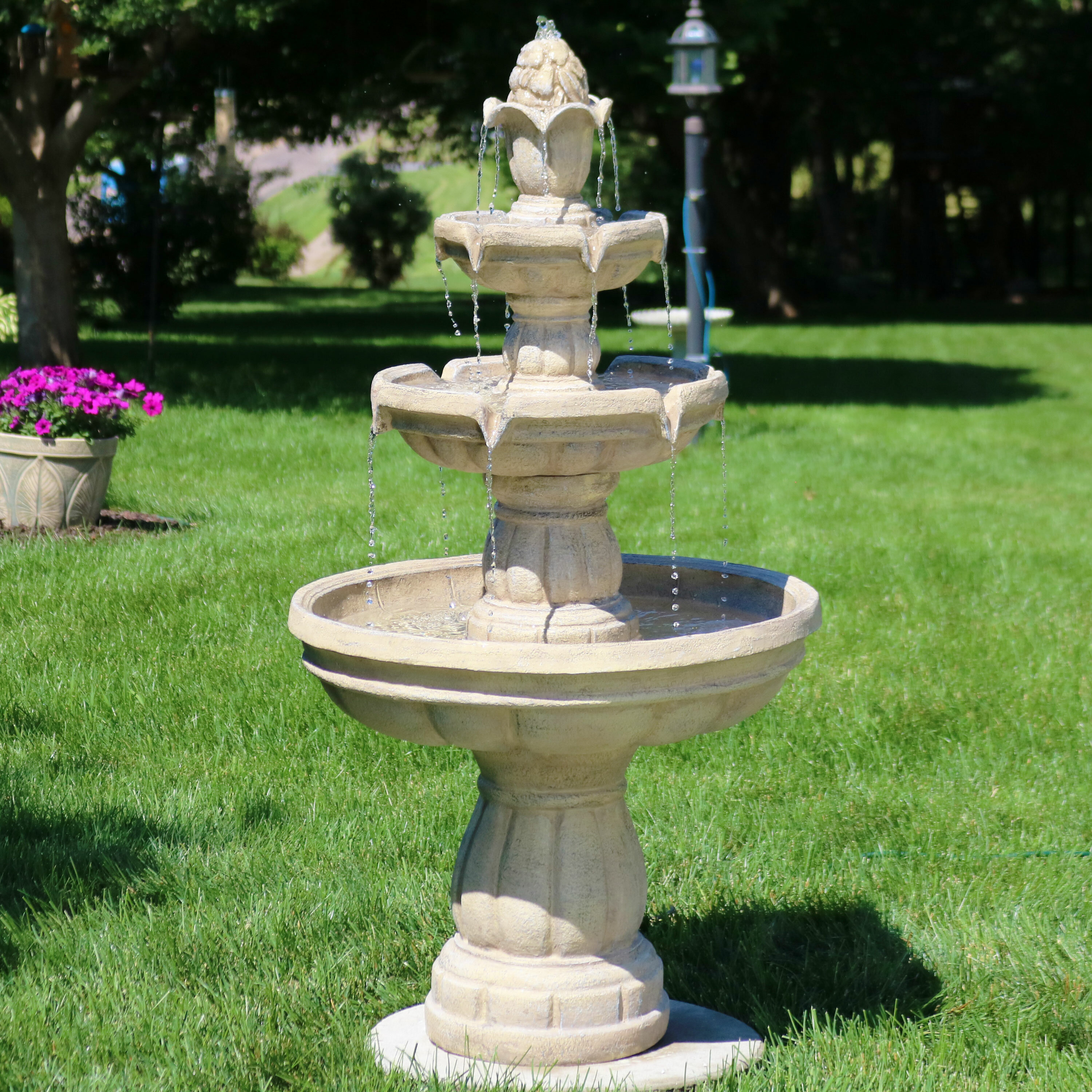 Bird Bath 3 Tier Water Fountain in out Door Patio Garden Decor Electric Pump for sale online 