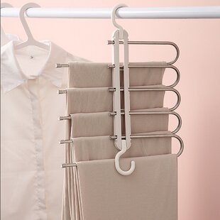 Heavy Duty Stainless Steel Coat Rack for Trousers Scarves Jeans 4 Pieces-White 
