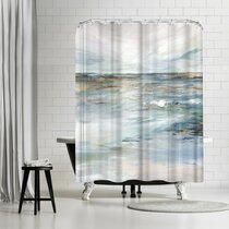 Holiday Sea & Beach Bathroom Shower Curtain 12 Hooks Fabric Waterproof & Mat 