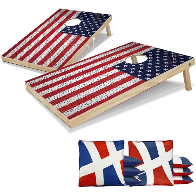 Red 2 Boards 3' x 2' & Blue! 8 Bean Bags Details about   Corn Hole Set- Patriotic White 