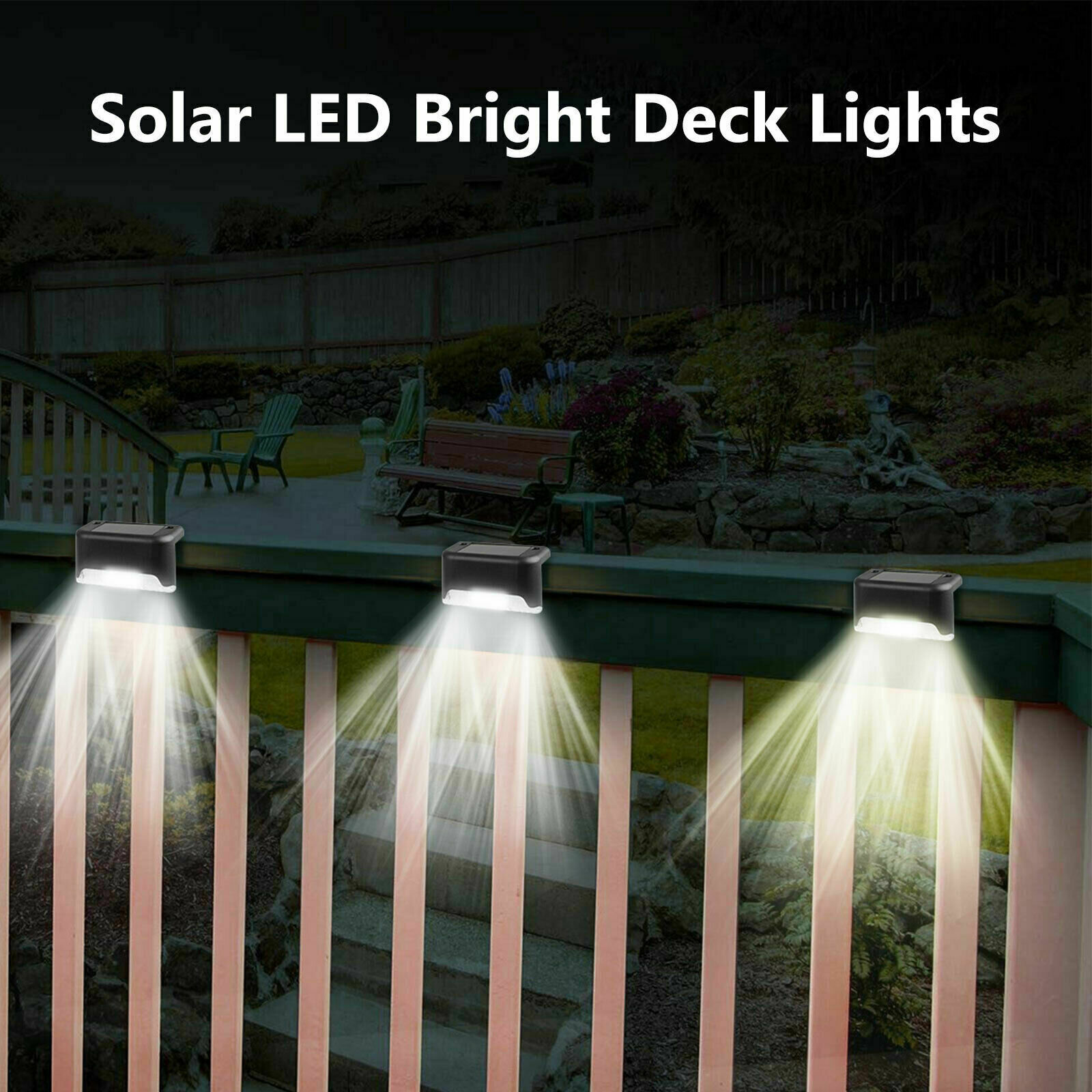 4 Pack Solar Deck Lights Outdoor Waterproof LED Solar Garden Fence Lights Patio 