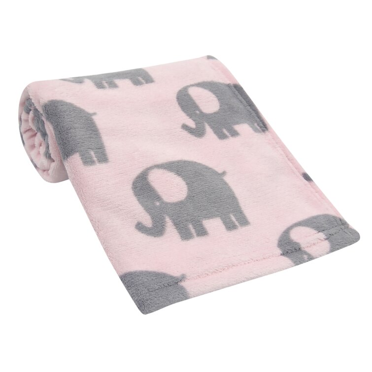 grey pink dumbo elephant doll pram cot blanket pillow or stayput blanket 