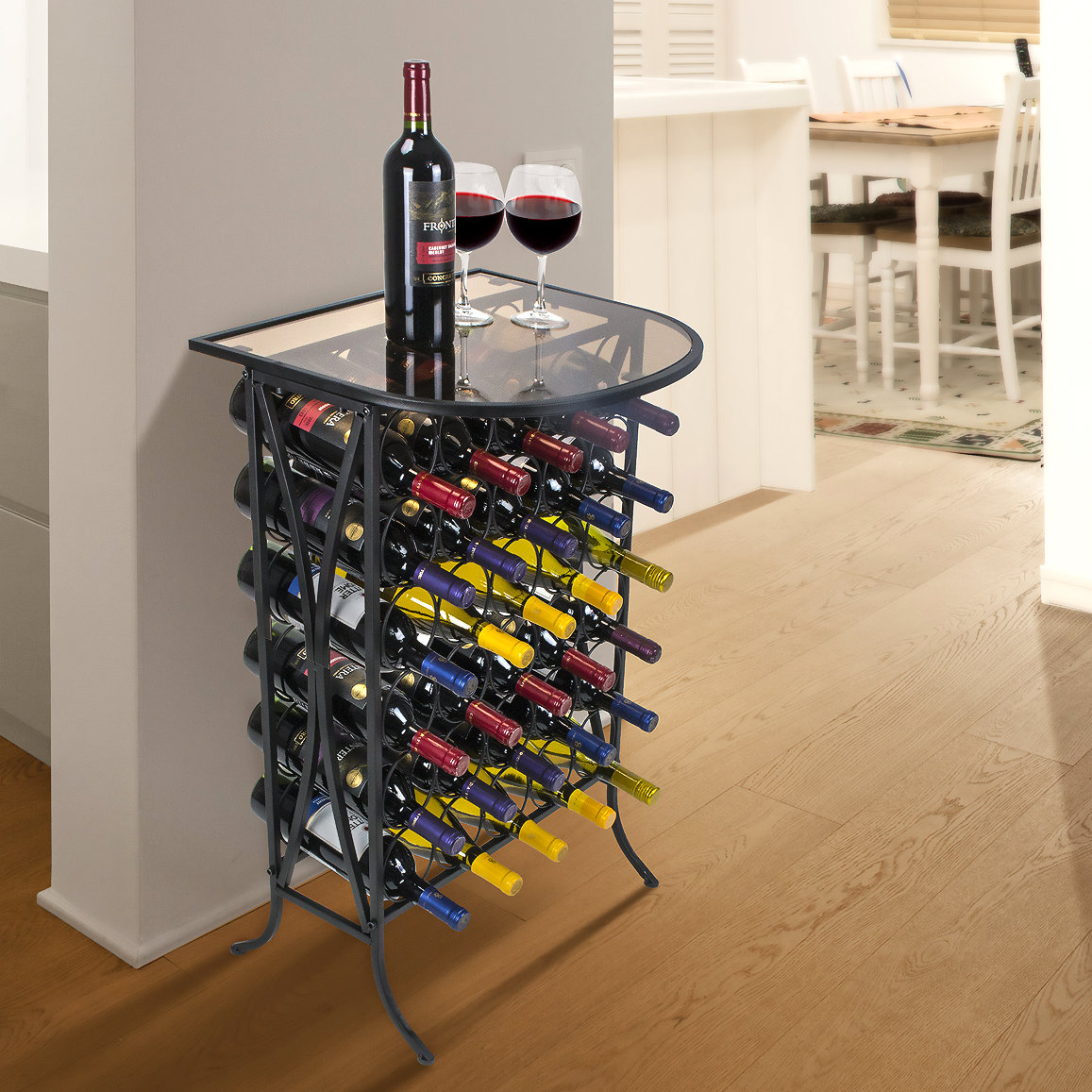 Red Barrel Studio® Sylmar 30 Bottle Floor Wine Bottle Rack in Black