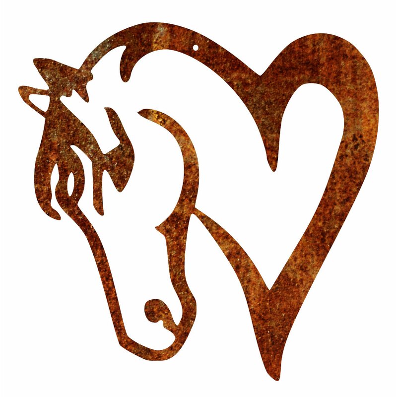 Horse Heart Silhouette Metal Laser Cut Wall Décor