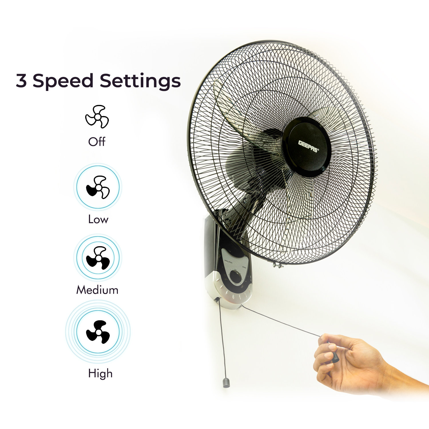 Geepas 18inch Wall Mounted Fan 60w Electric Cooling Fan For Home Or