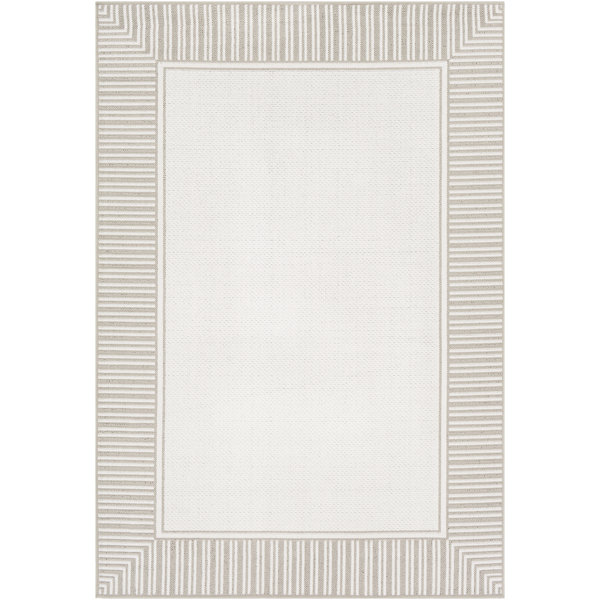 Ebern Designs Devries White/Taupe Indoor/Outdoor Rug & Reviews | Wayfair