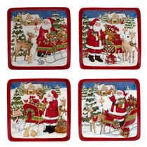 North Pole Holiday Plates Christmas Plates Jolly Santa Winter Wonderland Santa Clause
