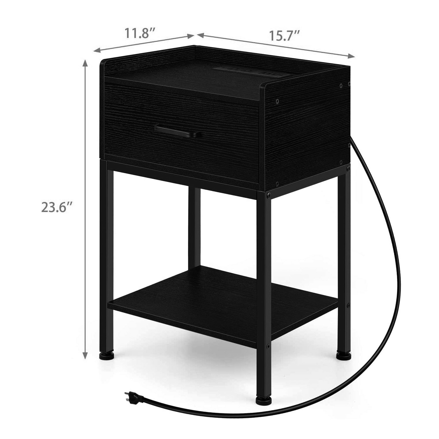 Ebern Designs Hisako 23.6'' Tall End Table with Storage and BuiltIn