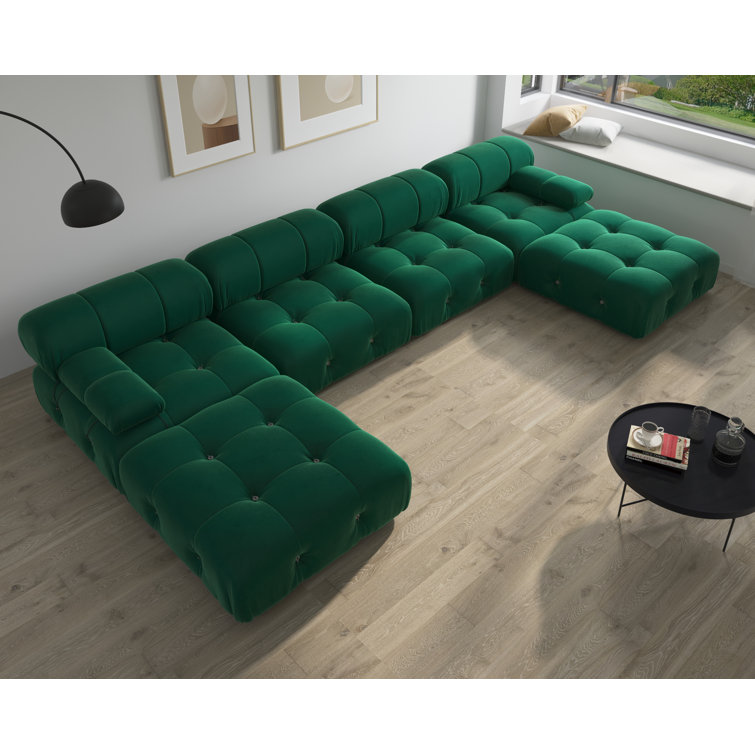 kaping krassen Dollar Mercer41 Cylar 138.6'' Wide Velvet Reversible Modular Sofa & Chaise with  Ottoman & Reviews | Wayfair