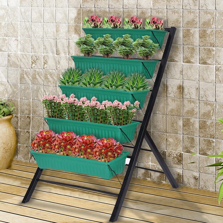 Arlmont & Co. Plant Stands For Indoor Plants,5 Tier Ladder Plant Holder For Window  Garden Balcony Living Room With Suspended Plastic Box Container | Wayfair
