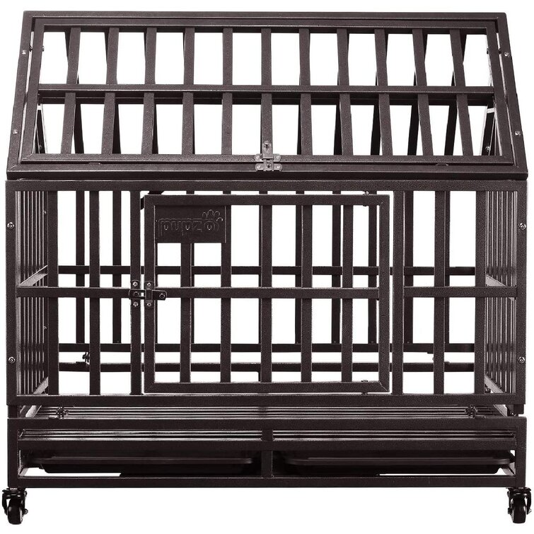 PUPZO Dog Cage Crate Kennel Heavy Duty Tear Resistant Square Tube with Four Wheels for Large Dogs Easy to Install 