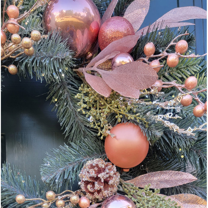 The Holiday Aisle® Christmas Pine Ornaments Berry 22" Wreath & Reviews ...
