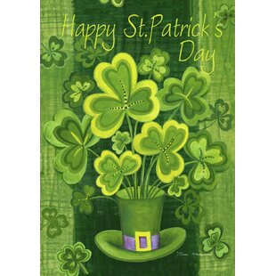 Welcome  Happy St Patricks Day hat Garden Flag Double-sided House Decor Yard 